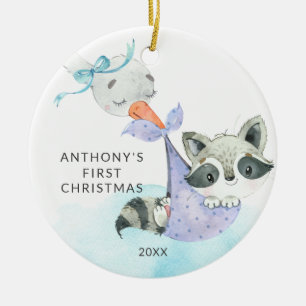 Spezielle Lieferung Baby's First Christmas Raccoon Keramik Ornament