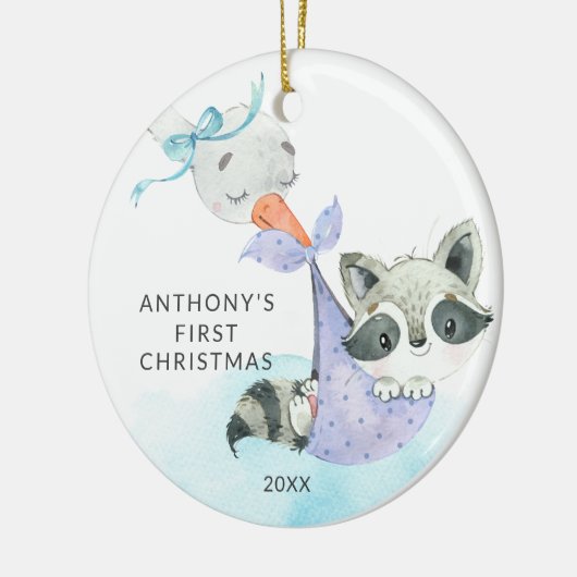 Spezielle Lieferung Baby's First Christmas Raccoon Keramik Ornament (Links)