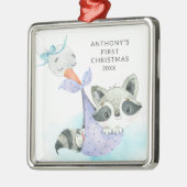 Spezielle Lieferung Baby's First Christmas Raccoon Ornament Aus Metall (Links)