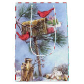 Spezielle Lieferung, Kardinal an einem Snowy-Postf Mittlere Geschenktüte (Rückseite)