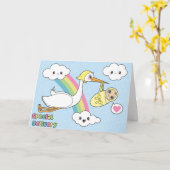 Spezielle Lieferung - Storch u. Baby Karte (Gelbe Blume)