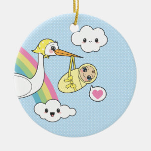 Spezielle Lieferung - Storch u. Baby Keramikornament