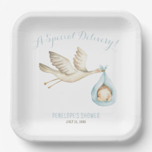 Spezielle Lieferung Stork Blue Baby Baby Baby Baby Pappteller