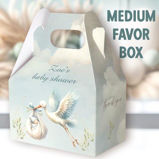 Spezielle Lieferung Stork Boy Baby Shower Medium Geschenkschachtel