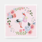 Spezielle Lieferung Stork Floral Baby Dusche Serviette (Vorderseite)