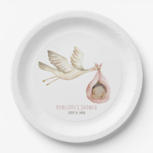 Spezielle Lieferung Stork Pink Baby Girl Babydusch Pappteller
