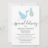 Spezielle Lieferung Stork Star Babydusche Sprinkle Einladung (Vorderseite)