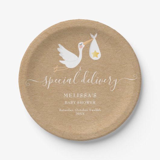 Spezielle Lieferung Stork Star Kinderdusche Rustik Pappteller (Vorderseite)