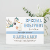 Spezielle Lieferung - Vintager Storch Einladung (Stehend Vorderseite)