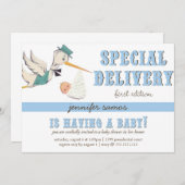 Spezielle Lieferung - Vintager Storch Einladung (Vorne/Hinten)