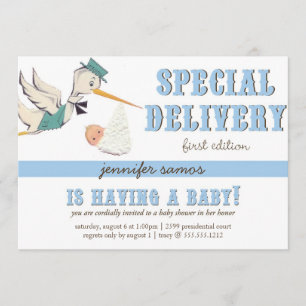 Spezielle Lieferung - Vintager Storch Einladung