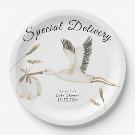 Spezielle Lieferung Wasserfarben Stork Baby Dusche Pappteller