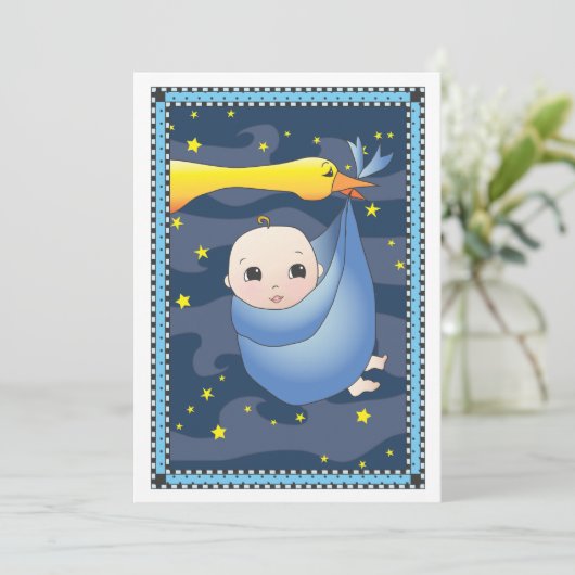 Spezielle Lieferungs-Storch-Bündel der Einladung (Stehend Vorderseite)