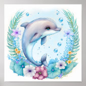 Spezielle Personalisierte Wildblume Delphin Poster (Vorne)