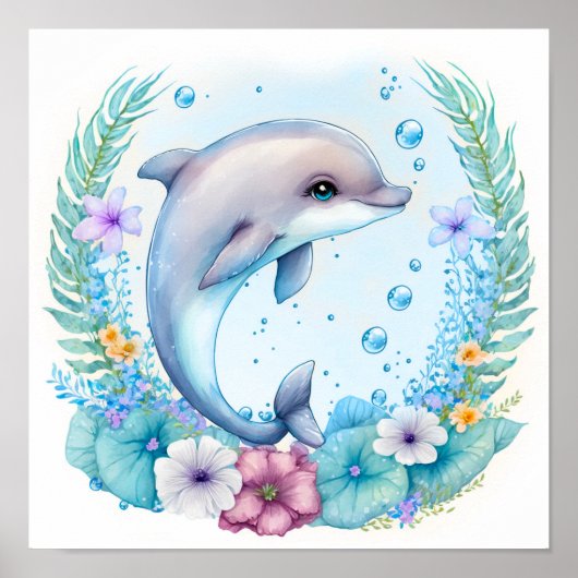 Spezielle Personalisierte Wildblume Delphin Poster (Vorne)