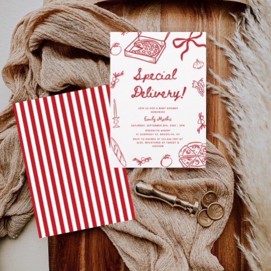 Spezielle Pizza Baby Dusche Einladung