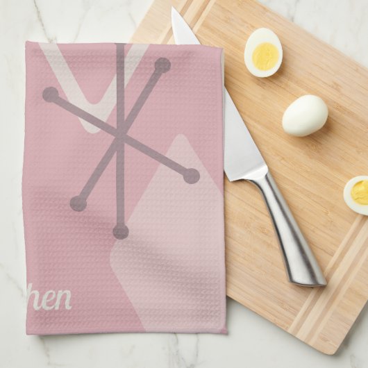 Spezielle Retro-Atomdiamanten rosa Geschirrtuch (Viertel Falte)