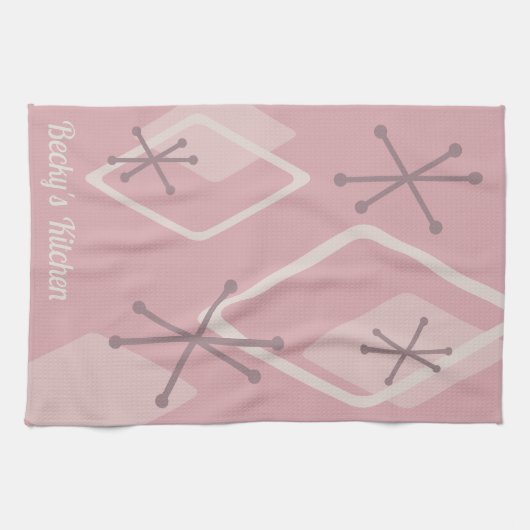 Spezielle Retro-Atomdiamanten rosa Geschirrtuch (Horizontal)