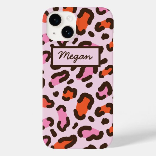 Spezielle Rosa- und Orangenleoparddrucke Case-Mate iPhone Hülle (Rückseite)