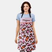 Spezielle Rosa- und Orangenleoparddrucke Schürze (Getragen)