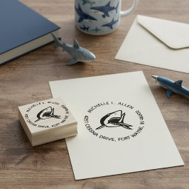 Spezielle Shark Round Rücksendeadresse Holz Briefm Gummistempel