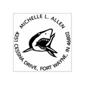 Spezielle Shark Round Rücksendeadresse Holz Briefm Gummistempel (Prägung)