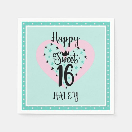 Spezielle Sweet 16 Geburtstagsfeier Serviette (Vorderseite)