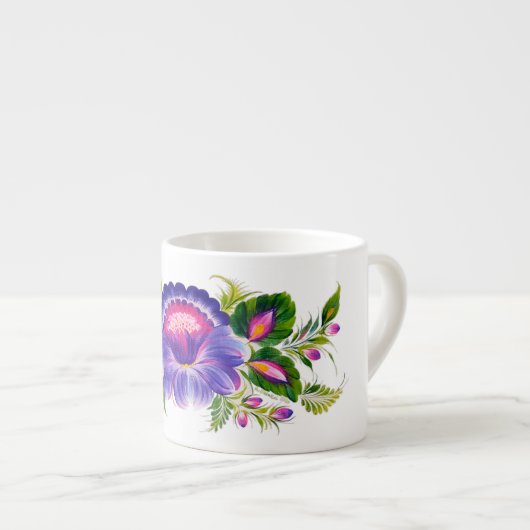 Spezielle Tasse mit ukrainischem Blumendesign (Vorderseite Rechts)
