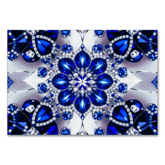 Spezielle Tischkarte mit blauen, weißen Farben Tischnummer (Rückseite)