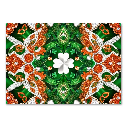 Spezielle Tischkarte mit irischen Farben Tischnummer (Vorderseite)