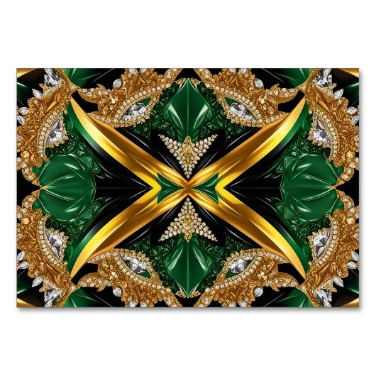 Spezielle Tischkarte mit jamaikanischen Farben Tischnummer (Vorderseite)