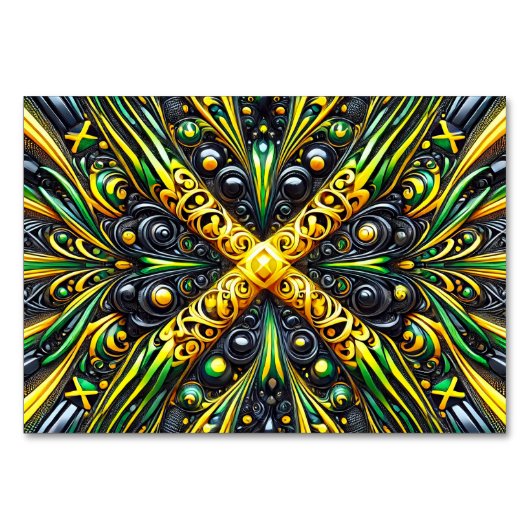 Spezielle Tischkarte mit jamaikanischen Farben Tischnummer (Vorderseite)