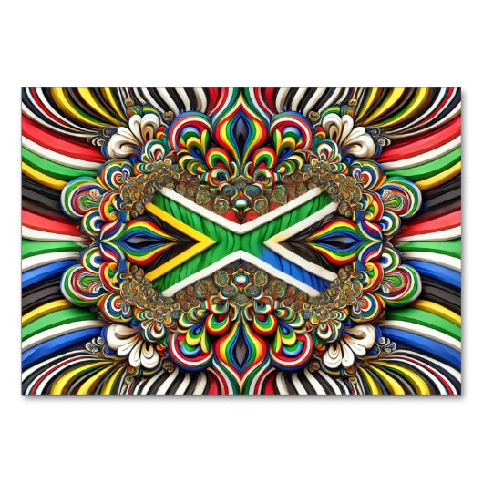 Spezielle Tischkarte mit südafrikanischen Farben Tischnummer (Vorderseite)