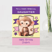 Spezielle Töchter Affenkinder lila Karte (Vorderseite)