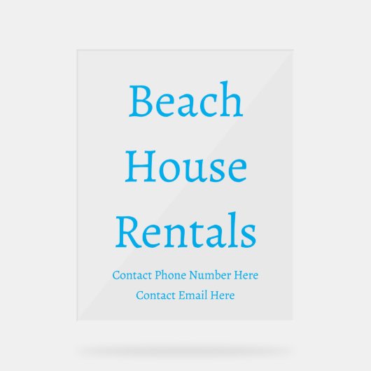 Spezielle Typografie für Beach House Acrylschild (Vorderseite)