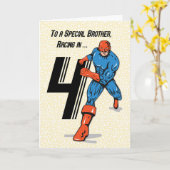 Spezieller Bruder 4. Geburtstag Superheld Karte (Gelbe Blume)