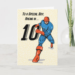 Spezieller Junge 10. Geburtstag Superheld Karte