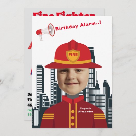 Spezieller Kindergeburtstag Phantastischer Feuerwe Einladung (Vorne/Hinten)