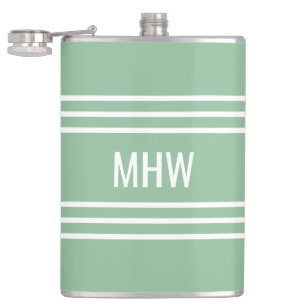 Spezieller Monogramm-Kolben mit Moss Green Stripes Flachmann