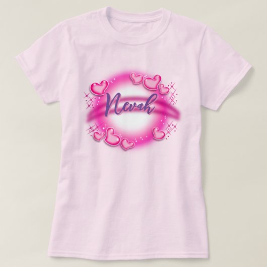 Spezieller Name des Airbrush - rosa T - Shirt (Design vorne)