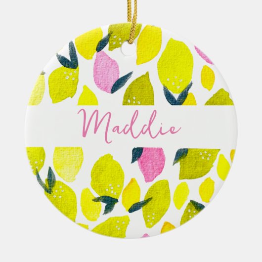 Spezieller Name des Lemon Aquarells Keramik Ornament (Vorne)