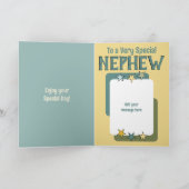 Spezieller Neffe, grün, gelb, Foto Geburtstag Karte (Innenseite)