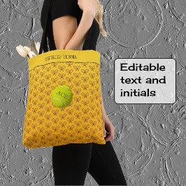 Spezieller Tennistext gemustert orange gelb Tasche