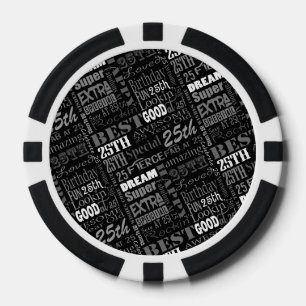 Spezielles 25. Geburtstagsparty-Foto mit Monogramm Pokerchips