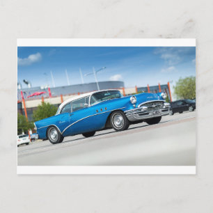 Spezielles altes Auto 1955 Blau Klassiker Vintage Postkarte