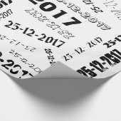 Spezielles Datum für Schwarzweiß-Typografie Geschenkpapier (Ecke)