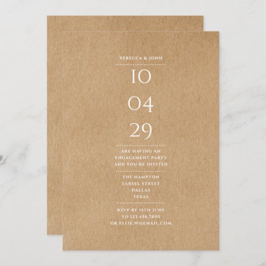 Spezielles Datum Moderne einfache Engagement Parte Einladung (Vorne/Hinten)