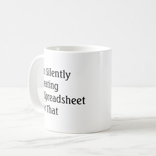 Spezielles Excel-Tabellenkalkulationsprogramm für Kaffeetasse (Vorderseite Links)