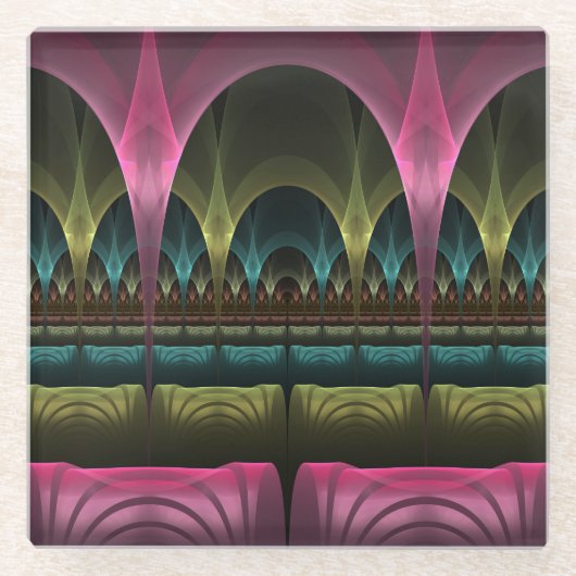 Spezielles Fantasy Patterns Abstraktes farbiges Fr Glasuntersetzer (Vorderseite)