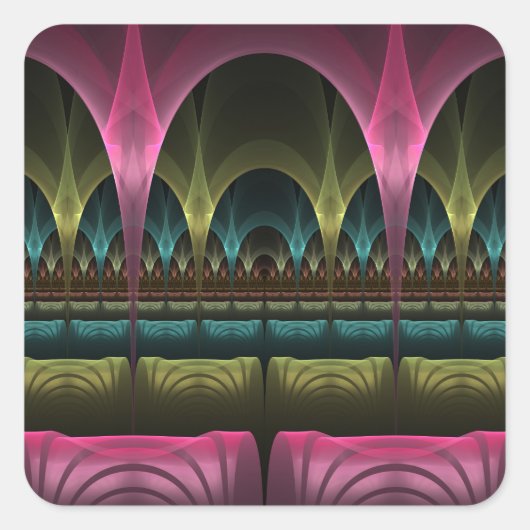 Spezielles Fantasy Patterns Abstraktes farbiges Fr Quadratischer Aufkleber (Vorderseite)